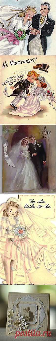 A Message for the Bride and Groom- 1940s Vintage Card
