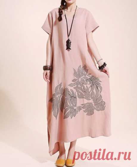 Summer maxi dress Loose linen Short sleeve long dress от MaLieb