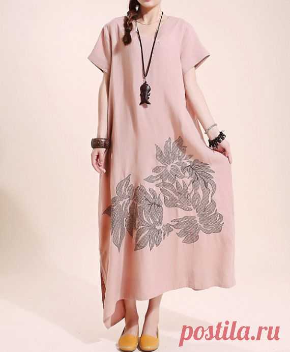 Summer maxi dress Loose linen Short sleeve long dress от MaLieb