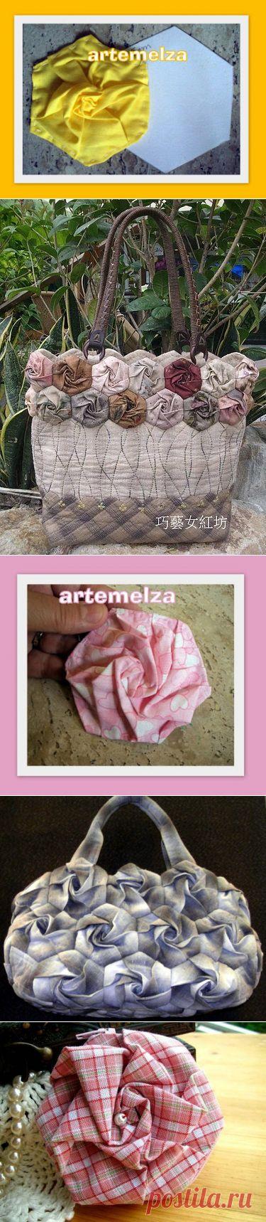 Как сшить розу из ткани для пэчворка. 2 способа.