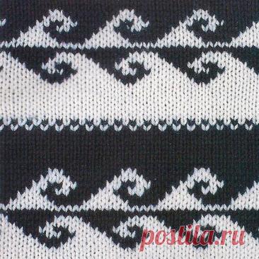 Узор № 111 - жаккардовый контрастный орнамент. Схему вязания и условные обозначения вы сможете увидеть на сайте.