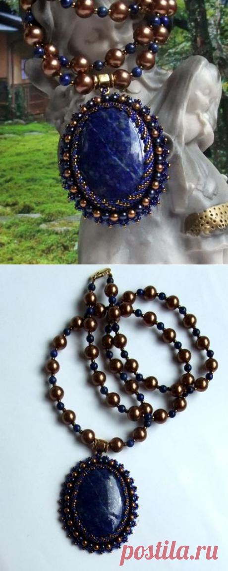 Кулон с лазуритом | biser.info - всё о бисере и бисерном творчестве