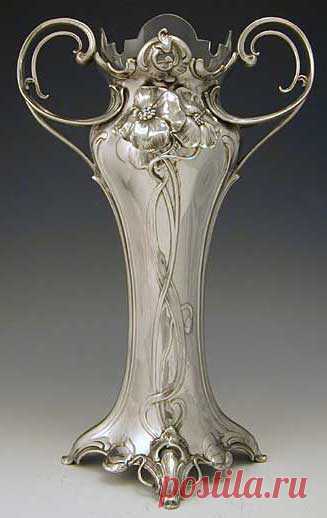 Pair of large Pewter Floral WMF Vases