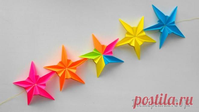Оригами гирлянда Как сделать гирлянду из бумаги Как сделать гирлянду из бумаги? Оригами Гирлянда из бумаги делается очень просто, ее можно сделать на день рождения ребенка или просто украсить комнату к какому-либо празднику, например Новый Год, Гир...