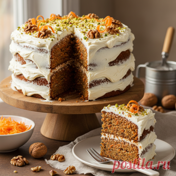 Морковный торт с кремом из сливочного сыра