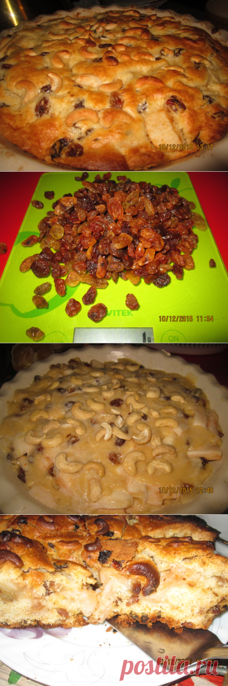 Яблочный пирог с изюмом и орехами