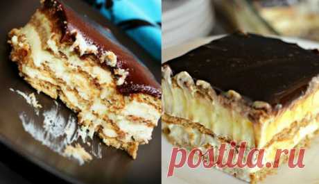 Восхитительный торт «Эклер» без выпечки из 4 ингредиентов.