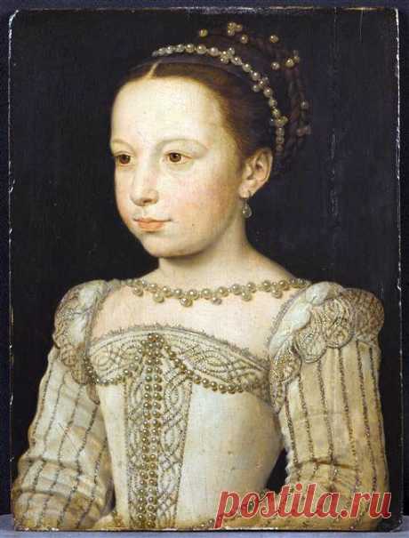 Молодая Маргарита де Валуа, принцесса Франции. Франсуа Клуэ, ок.  1560
