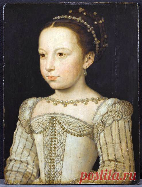 Молодая Маргарита де Валуа, принцесса Франции. Франсуа Клуэ, ок.  1560
