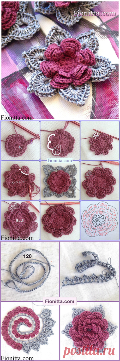 钩针编织花 - 钩针立体花朵-创意手工-╭★ik6.com文库