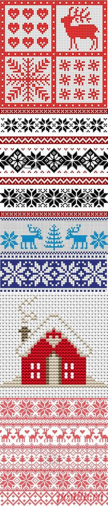(54) traditional norwegian patterns - Europe Cross-Stitch or knitting or Hardunger needlework | tapestry/filet charts