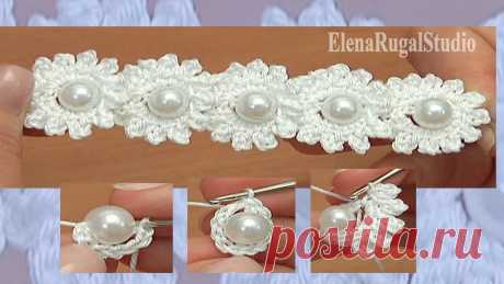 Шнур из цветов с бусинками Урок 115 Crochet Cord Lace With Beads Вязание шнуров крючком:https://sheru.ru/video-o-vyazanii/vyazanie-kryuchkom-lenty-shnury-tesma.htmlКрасивый простой шнур в виде небольших цветочков в центре с...