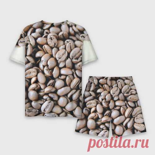 Мужской костюм с шортами 3D Кофе зёрна - купить по цене 2680 руб в интернет-магазине Всемайки, арт 3650113