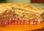 Лазанья из блинов и вкусной начинкой из грибов и курицы