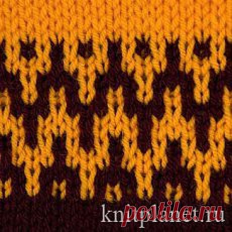 Планета Вязания | Двухцветный узор № 6, схема вязания узора спицами