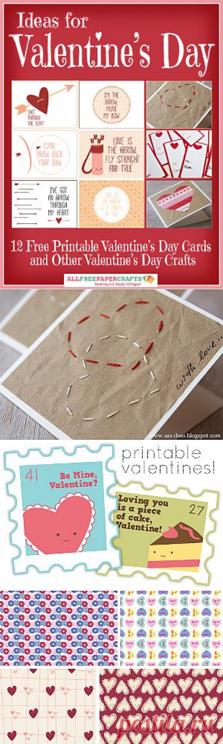 Ideas for Valentine's Day: 12 Free Printable Valentine's Day Cards and Other Valentine's Day Crafts | AllFreePaperCrafts.com