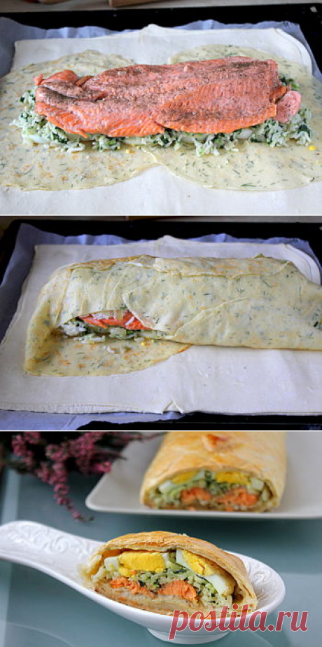 Кулебяка с рыбой и рисом