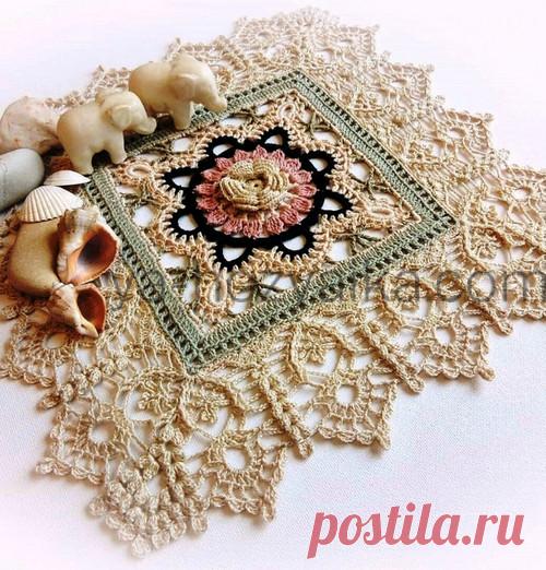 Квадратная салфетка крючком. Схемы вязания квадратных салфеток