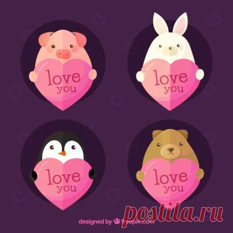 Плоская коллекция сердца с милыми животными Более миллиона свободных векторов, PSD, фотографии и бесплатные иконки. Эксклюзивные халявы и все графические ресурсы, которые необходимые для ваших проектов