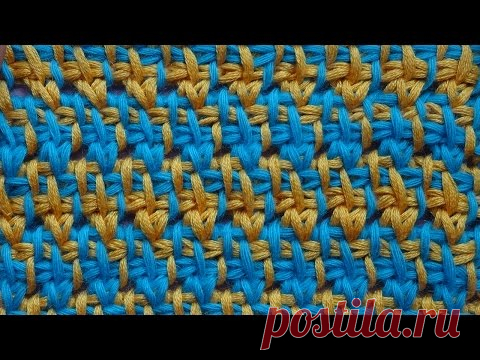 Вязание крючком - Тунисское вязание - Жаккардовый узор. Узор № 27