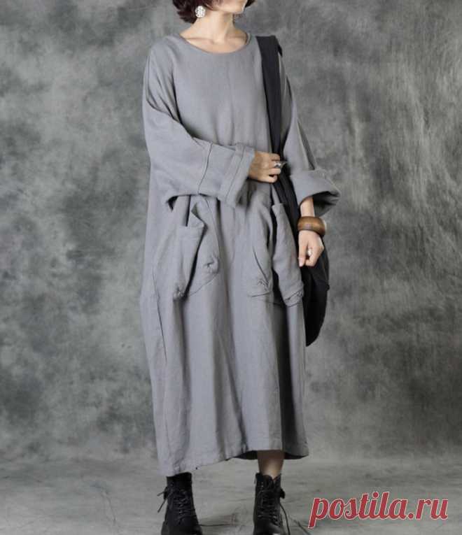 Women Maxi Dresses gray dress LongSleeves dresses Long | Etsy