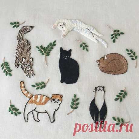 Вышитые коты / Вышивка / ВТОРАЯ УЛИЦА - Мода, Выкройки, Рукоделие, DIY