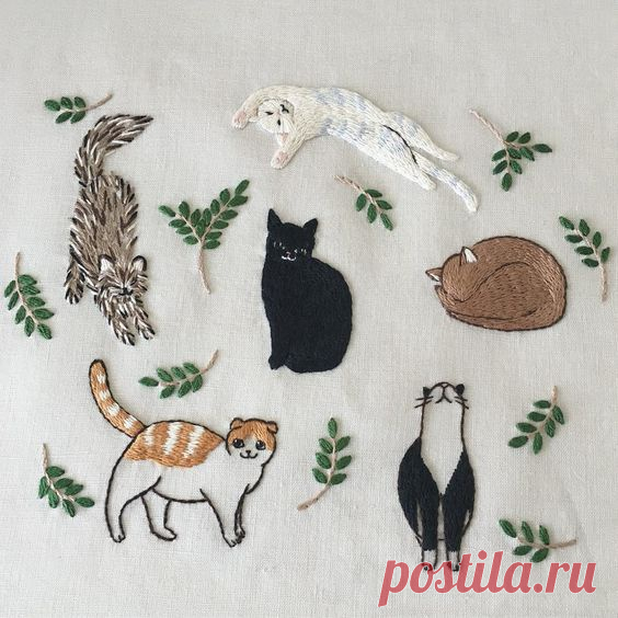 Вышитые коты / Вышивка / ВТОРАЯ УЛИЦА - Мода, Выкройки, Рукоделие, DIY