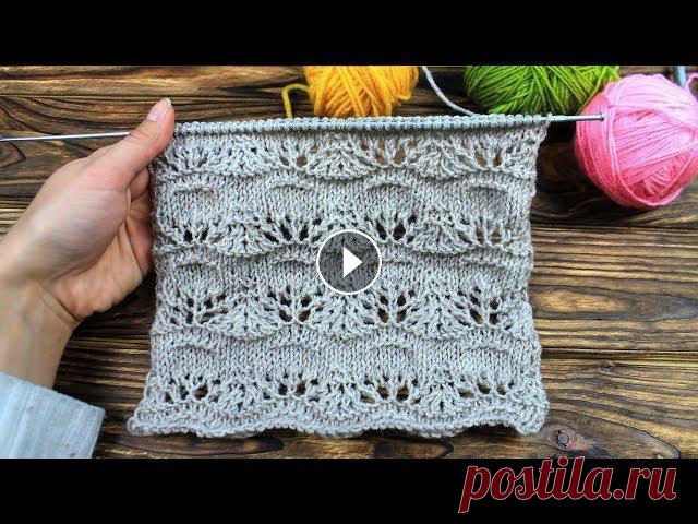 Простой узор для палантина спицами. Подпишись на КАНАЛ...