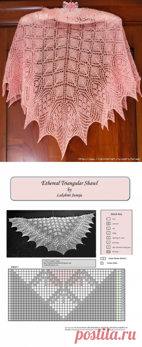 Эфирная треугольная шаль Ethereal Triangular Shawl.