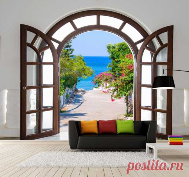 Home Decor Wall Papers 3D Retro Arch Door Landscape Photo Wallpaper Mural Living Room Bedroom Self Adhesive Vinyl/Silk Wallpaper-in Wallpapers from Home Improvement on Aliexpress.com | Alibaba Group