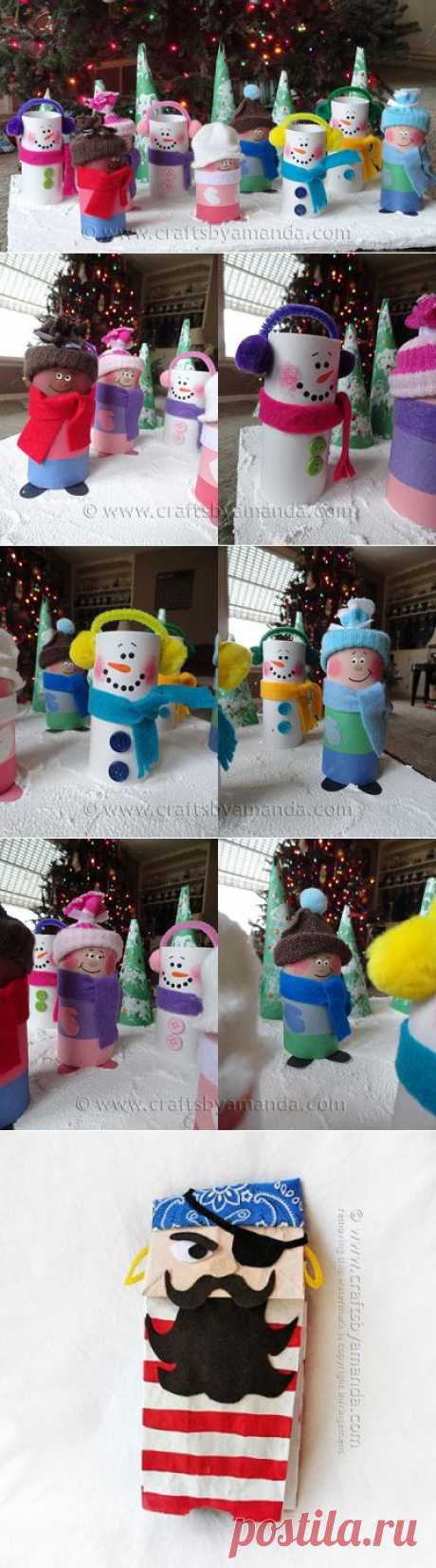 Cardboard Tube Children &amp; Snowmen - Crafts by Amanda