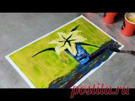 Bright &amp; Simple Palette Knife Still Life – Lily in a Vase