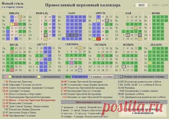 Церковный календарь на 2015 год. Сохраняем себе, кому нужно.