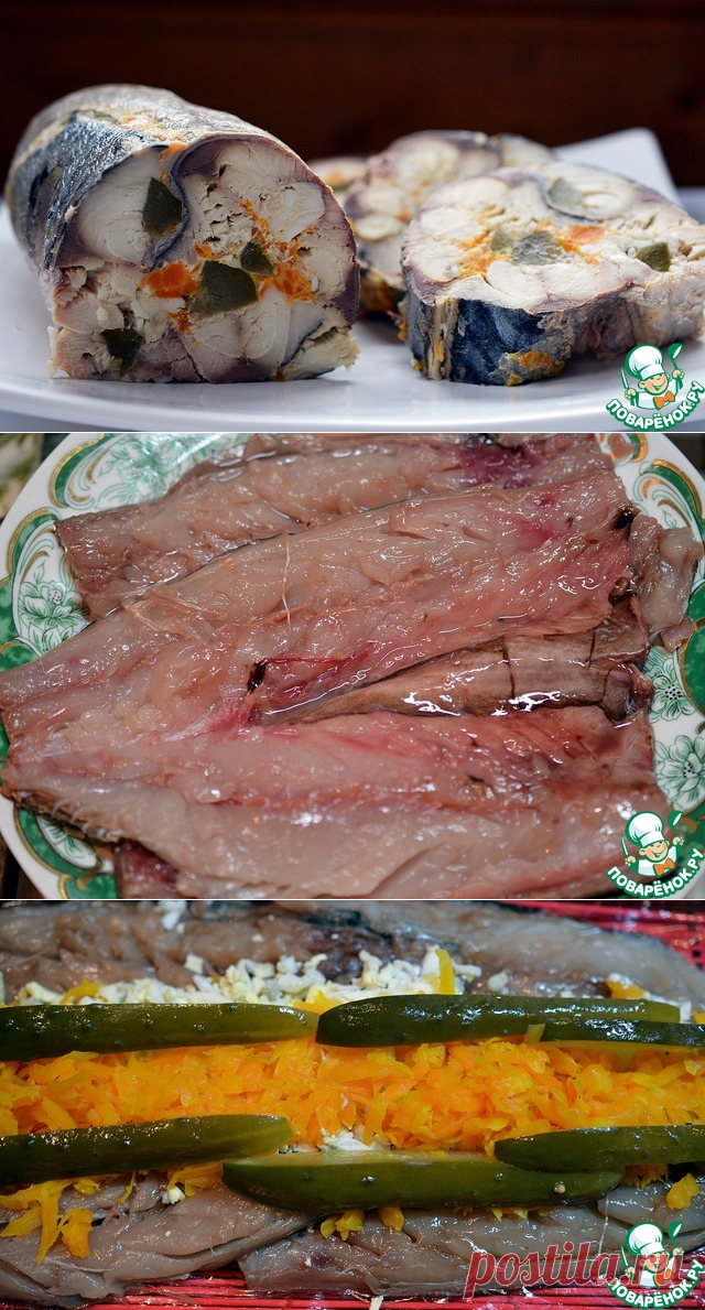 Рулет из скумбрии с морковью и яйцом