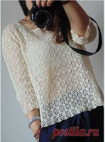 Очень элегантный ажурный пуловер — Сделай сам, идеи для творчества - DIY Ideas