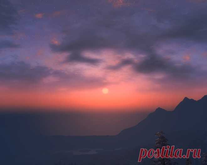 Закат над Сиродилом.
Sunset over Cyrodiil.