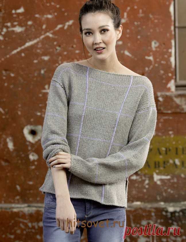 Вязаный пуловер женский 2015 с описанием - Хитсовет Вязаный пуловер женский 2015 с описанием. Стильный женский пуловер 2015 года с подробным описанием вязаный спицами. Вам потребуется: пряжа LANG YARNS VIVIENNE (экстратонкая мериносовая шерсть, полиамид) 400 (450, 500, 550) грамм или 8 (9, 10, 11) мотков песочного цвета и 50 грамм или 1 моток сиреневого цвета, спицы № 7.