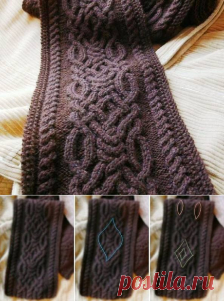 Шарф с аранами. Разные варианты схем..