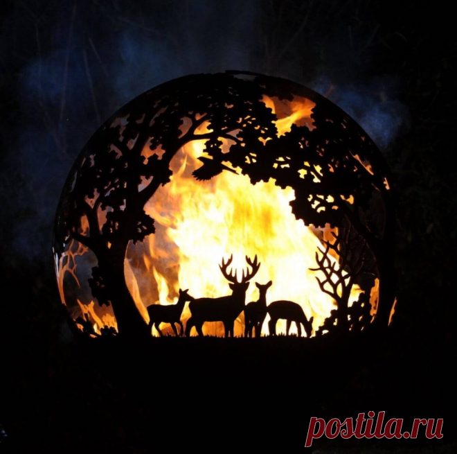 Дизайнерские огненные шары в саду ~ Planetalsad