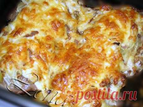 Свинина под сырно-яблочной шапкой