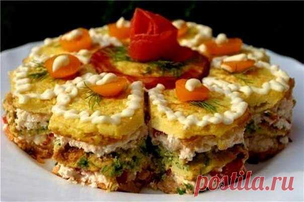 Праздничный закусочный торт