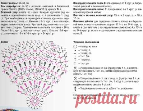 Летняя шапочка крючком