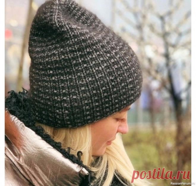Шапка лицевыми петлями. Описание | Вязание спицами аксессуаров