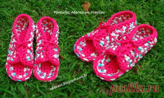 Я ТАКЖЕ ... CROCHETO: Тапочки Открыть в Trapilho