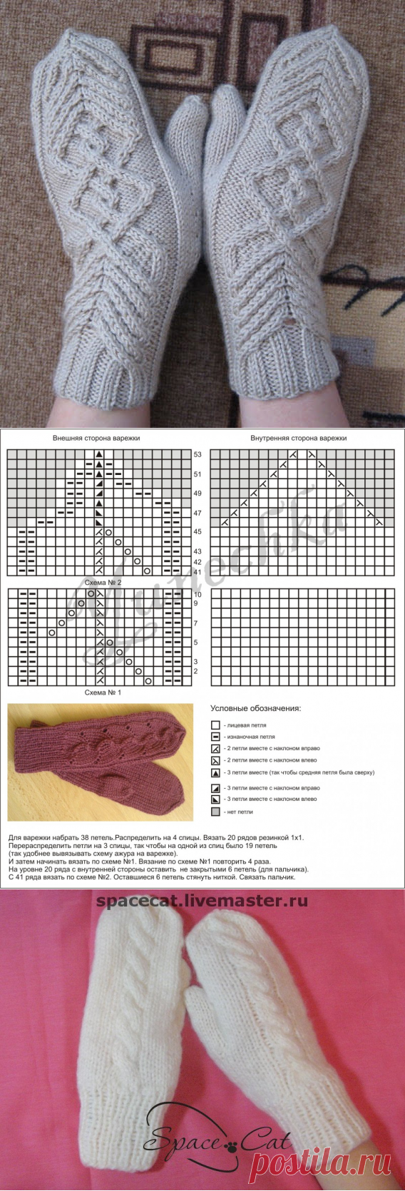 Вяжем варежки спицами женские