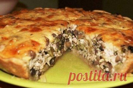 Пирог с куриным филе и шампиньонами в духовке. Золотой рецепт