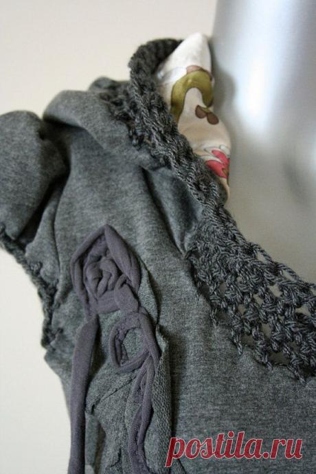 Комбинированное вязание и декор футболок / Худи, свитшоты и толстовки: идеи декора /