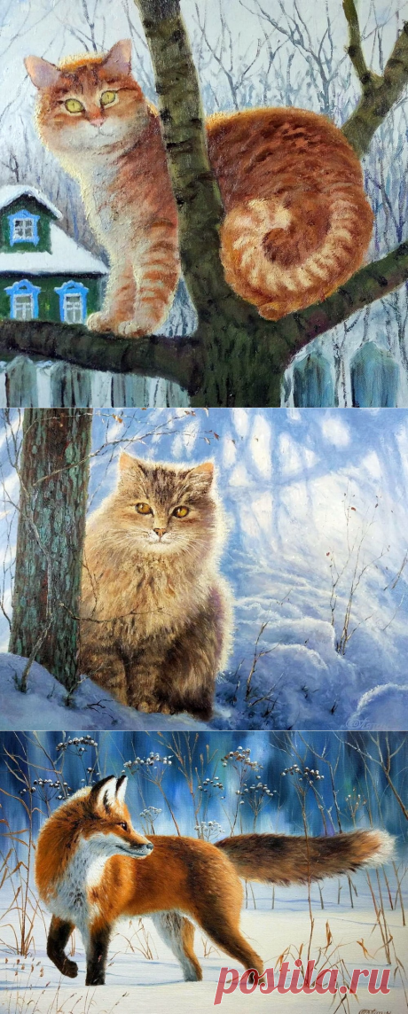 Легкий снег ложится покрывалом... / Весна... Художник Олег Пятин.