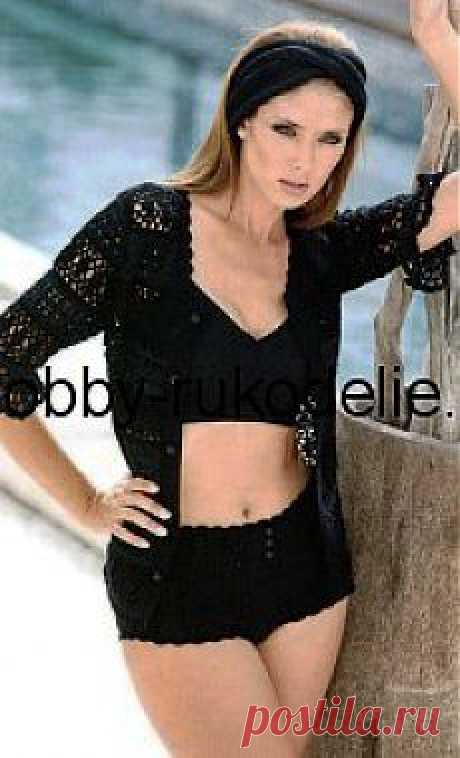 Хобби (рукоделие своими руками): вышивка, вязание » Архив блога » Чёрный жакет для женщин, вязание крючком