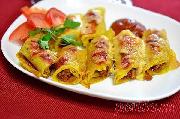 Блинчики с мясом праздничные